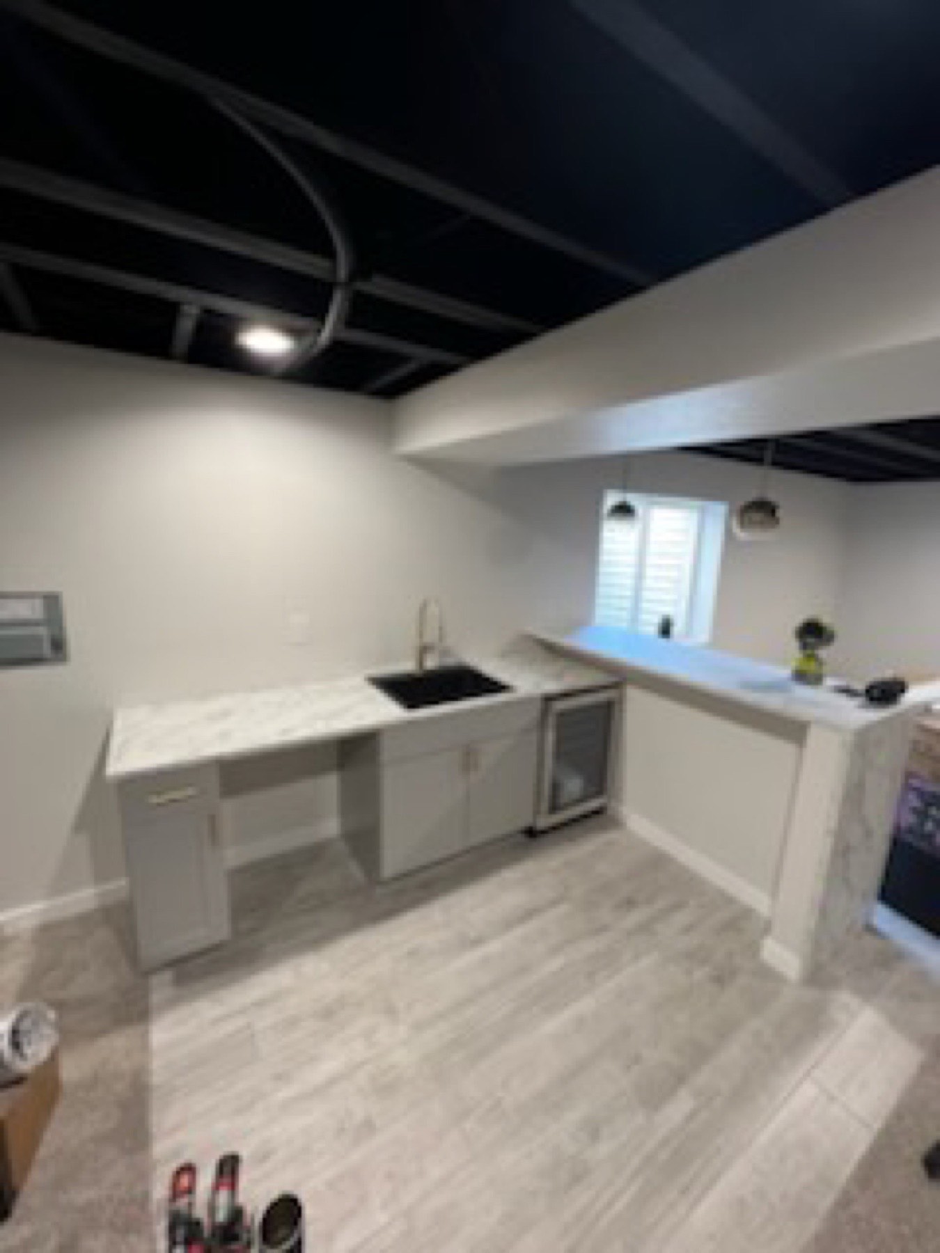 Basement finishing denver built in bar