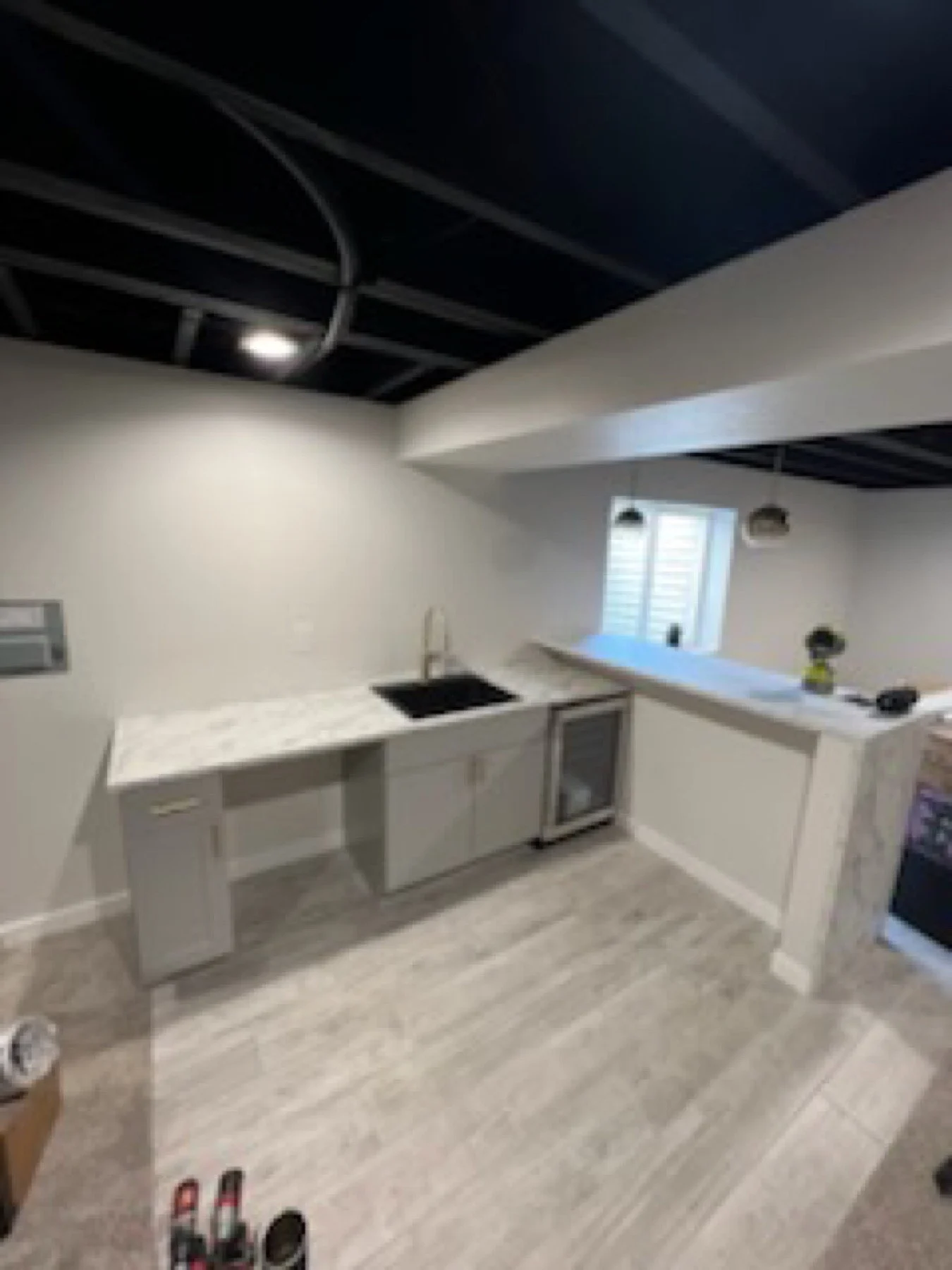 Basement finishing denver built in bar