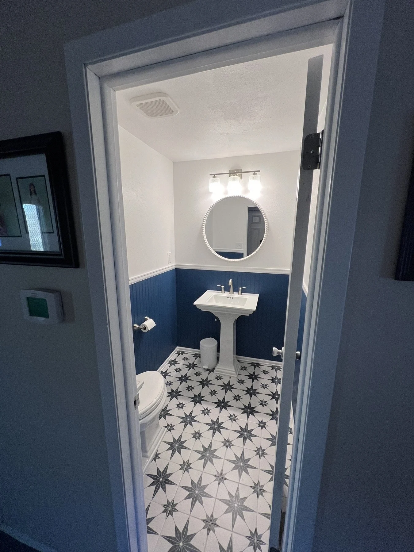 Bathroom remodel denver navy powder room