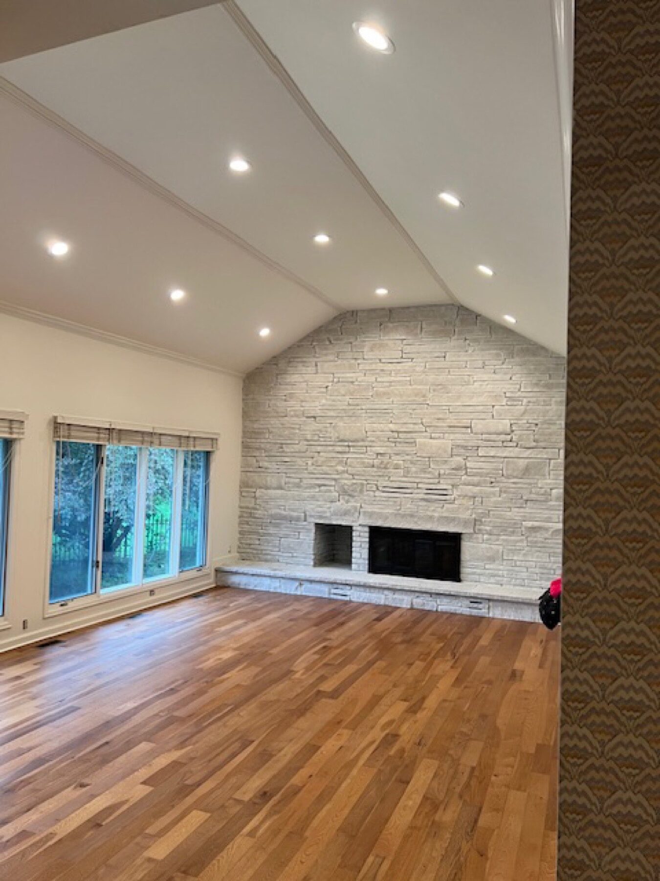 Whole home remodel denver stone fireplace